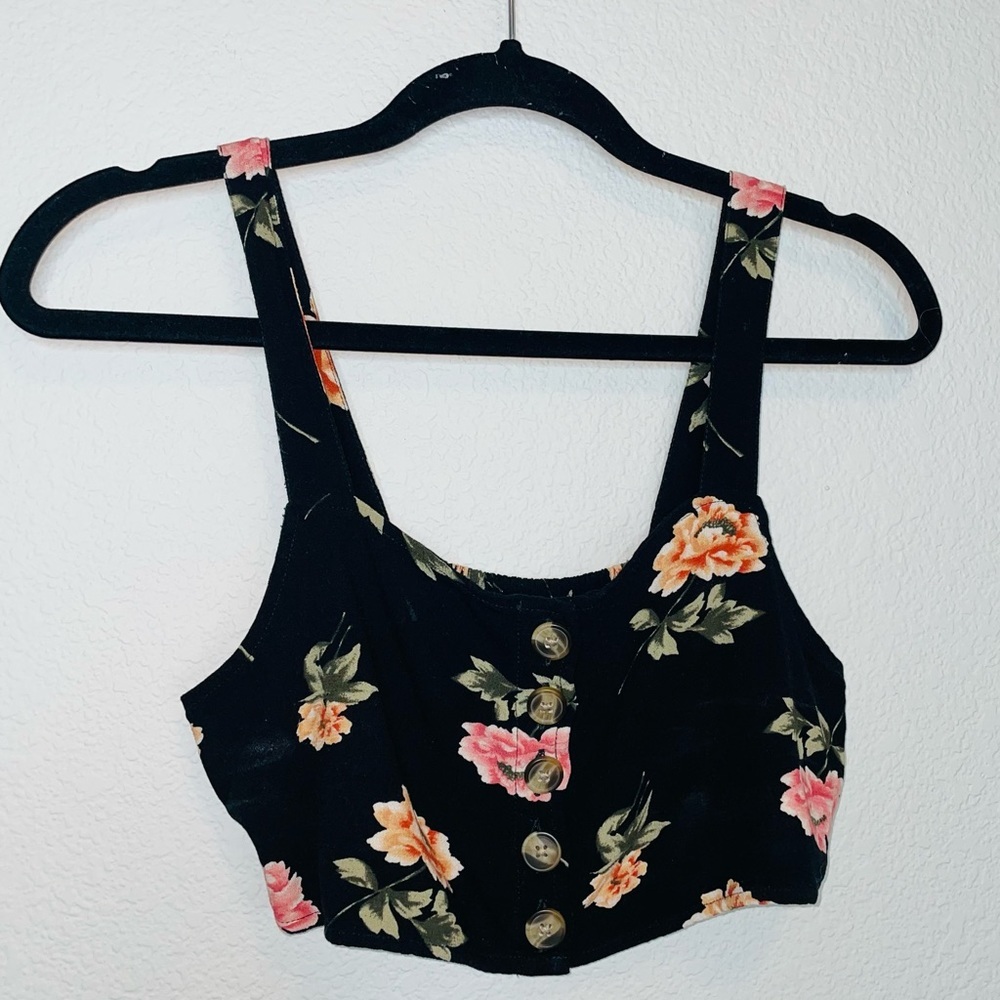 American Eagle Floral Smocked Crop Tank - Picture 3 of 7